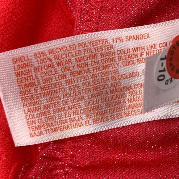 New Cat & Jack Girls Medium 8 UPF 50+ Red Blue Floral Bikini 2PC Swim Swimsuit - Picture 3 of 3